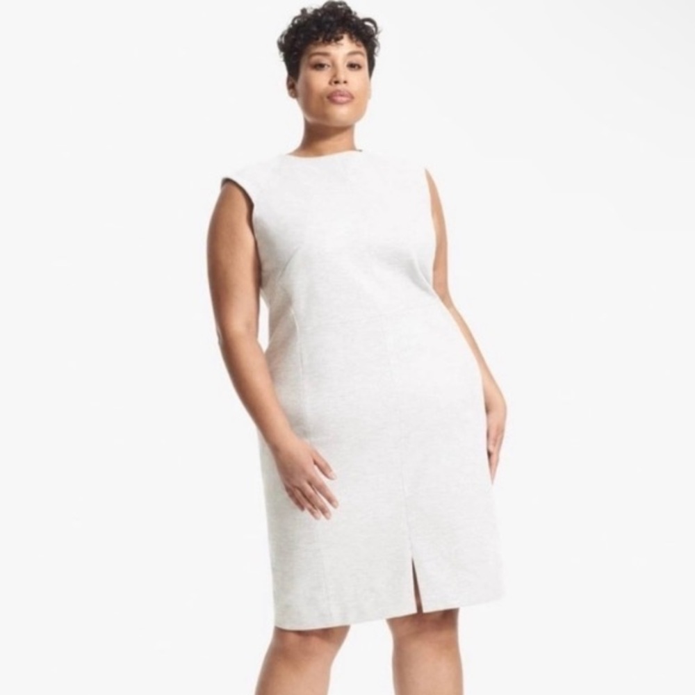 NWT MM Lafleur Katie Dress Twill Ponte Light Heather Gray Plus Size 1X